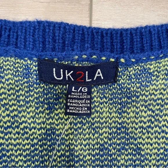 NWT UK2LA Vest Size Large V-Neck Cropped Argyle Print Preppy Tennis Golf - Picture 13 of 14